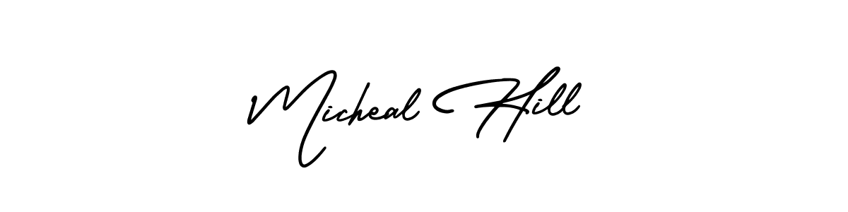 The best way (AmerikaSignatureDemo-Regular) to make a short signature is to pick only two or three words in your name. The name Micheal Hill include a total of six letters. For converting this name. Micheal Hill signature style 3 images and pictures png