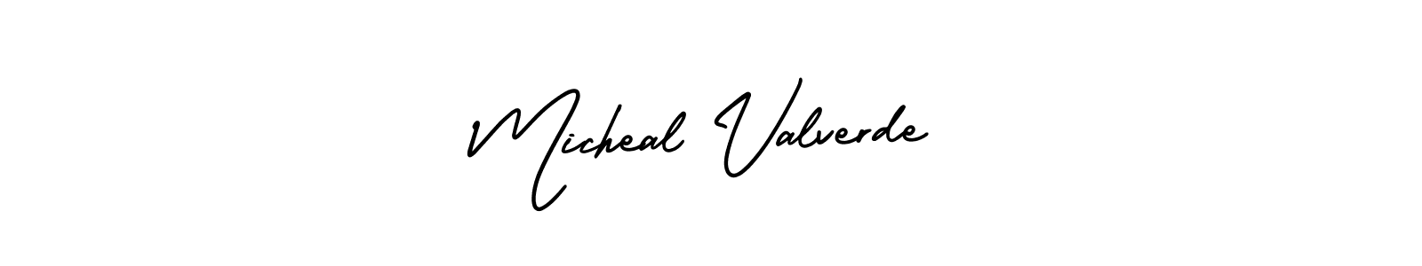This is the best signature style for the Micheal Valverde name. Also you like these signature font (AmerikaSignatureDemo-Regular). Mix name signature. Micheal Valverde signature style 3 images and pictures png