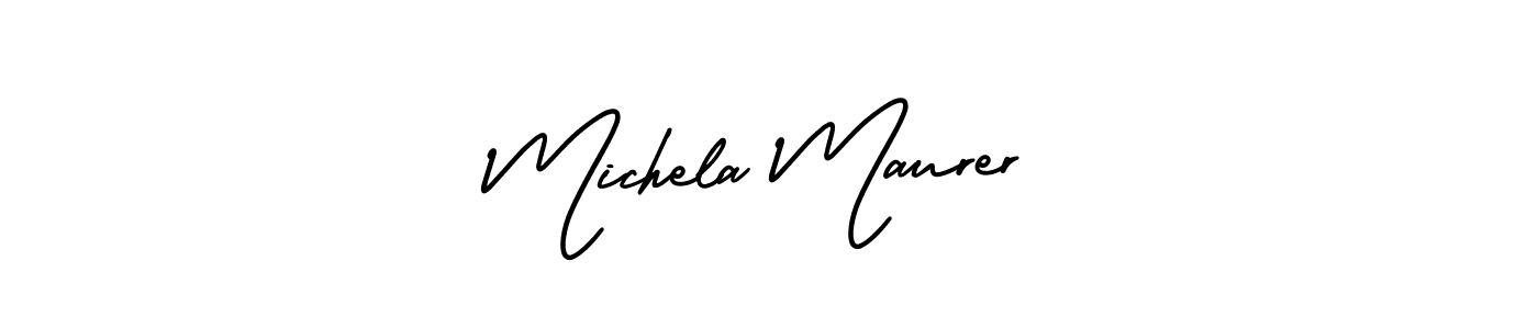 The best way (AmerikaSignatureDemo-Regular) to make a short signature is to pick only two or three words in your name. The name Michela Maurer include a total of six letters. For converting this name. Michela Maurer signature style 3 images and pictures png