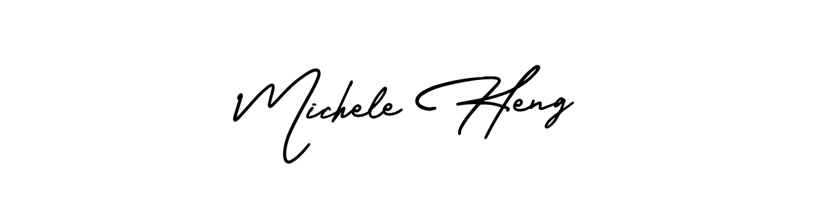 The best way (AmerikaSignatureDemo-Regular) to make a short signature is to pick only two or three words in your name. The name Michele Heng include a total of six letters. For converting this name. Michele Heng signature style 3 images and pictures png