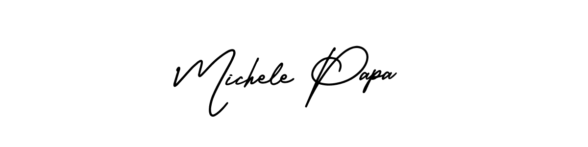 The best way (AmerikaSignatureDemo-Regular) to make a short signature is to pick only two or three words in your name. The name Michele Papa include a total of six letters. For converting this name. Michele Papa signature style 3 images and pictures png