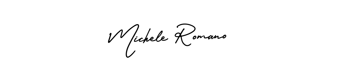 Michele Romano stylish signature style. Best Handwritten Sign (AmerikaSignatureDemo-Regular) for my name. Handwritten Signature Collection Ideas for my name Michele Romano. Michele Romano signature style 3 images and pictures png