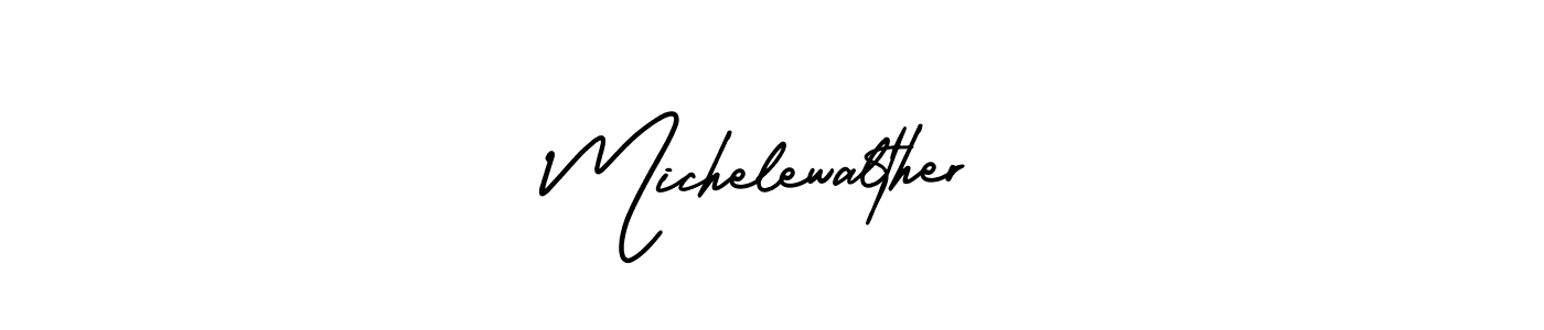 The best way (AmerikaSignatureDemo-Regular) to make a short signature is to pick only two or three words in your name. The name Michelewalther include a total of six letters. For converting this name. Michelewalther signature style 3 images and pictures png