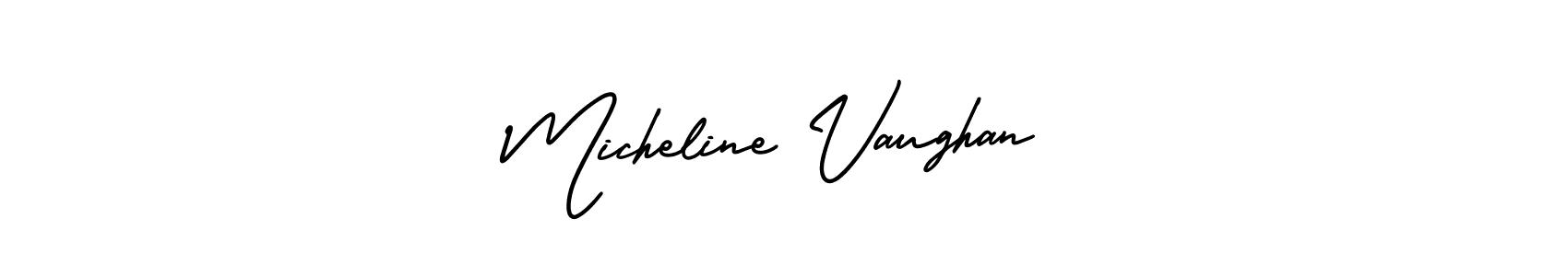 AmerikaSignatureDemo-Regular is a professional signature style that is perfect for those who want to add a touch of class to their signature. It is also a great choice for those who want to make their signature more unique. Get Micheline Vaughan name to fancy signature for free. Micheline Vaughan signature style 3 images and pictures png