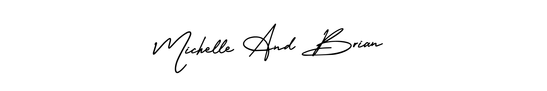 How to make Michelle And Brian name signature. Use AmerikaSignatureDemo-Regular style for creating short signs online. This is the latest handwritten sign. Michelle And Brian signature style 3 images and pictures png