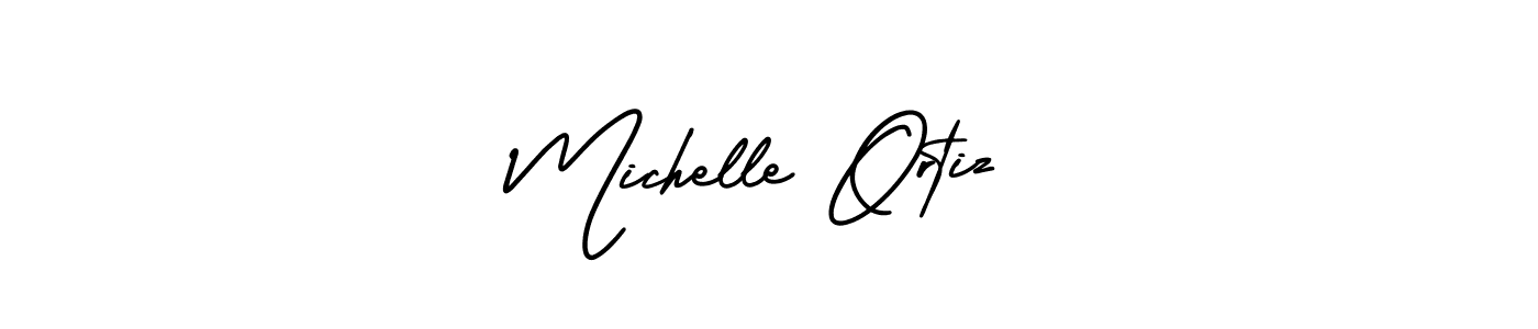 You should practise on your own different ways (AmerikaSignatureDemo-Regular) to write your name (Michelle Ortiz) in signature. don't let someone else do it for you. Michelle Ortiz signature style 3 images and pictures png