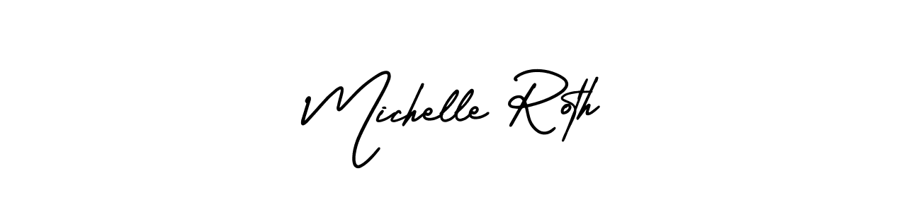 You should practise on your own different ways (AmerikaSignatureDemo-Regular) to write your name (Michelle Roth) in signature. don't let someone else do it for you. Michelle Roth signature style 3 images and pictures png