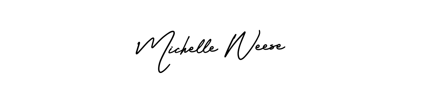 The best way (AmerikaSignatureDemo-Regular) to make a short signature is to pick only two or three words in your name. The name Michelle Weese include a total of six letters. For converting this name. Michelle Weese signature style 3 images and pictures png