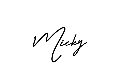 You should practise on your own different ways (AmerikaSignatureDemo-Regular) to write your name (Micky) in signature. don't let someone else do it for you. Micky signature style 3 images and pictures png