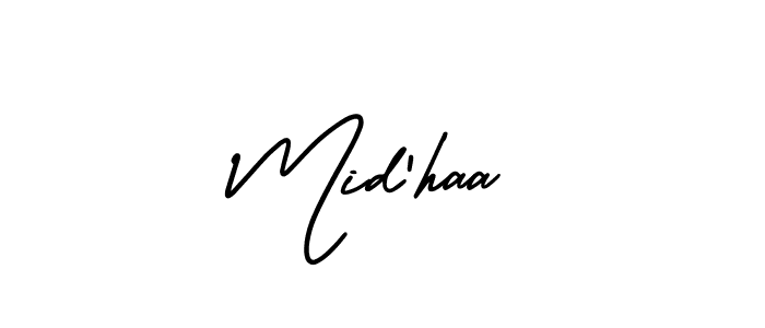 Make a beautiful signature design for name Mid'haa. With this signature (AmerikaSignatureDemo-Regular) style, you can create a handwritten signature for free. Mid'haa signature style 3 images and pictures png