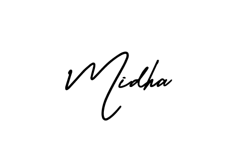 Make a beautiful signature design for name Midha. With this signature (AmerikaSignatureDemo-Regular) style, you can create a handwritten signature for free. Midha signature style 3 images and pictures png