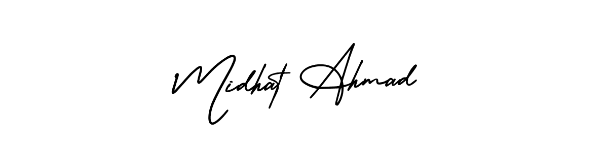 Check out images of Autograph of Midhat Ahmad name. Actor Midhat Ahmad Signature Style. AmerikaSignatureDemo-Regular is a professional sign style online. Midhat Ahmad signature style 3 images and pictures png