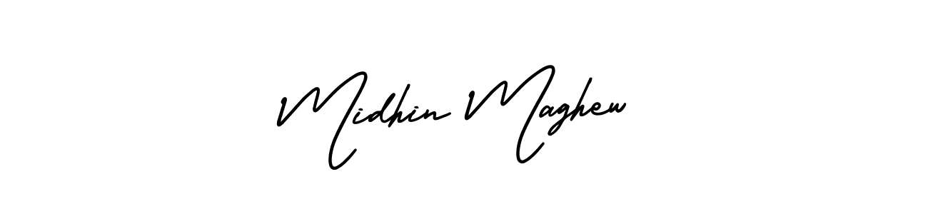 Midhin Maghew stylish signature style. Best Handwritten Sign (AmerikaSignatureDemo-Regular) for my name. Handwritten Signature Collection Ideas for my name Midhin Maghew. Midhin Maghew signature style 3 images and pictures png