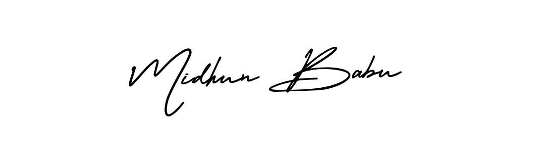 Use a signature maker to create a handwritten signature online. With this signature software, you can design (AmerikaSignatureDemo-Regular) your own signature for name Midhun Babu. Midhun Babu signature style 3 images and pictures png