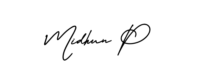 Create a beautiful signature design for name Midhun P. With this signature (AmerikaSignatureDemo-Regular) fonts, you can make a handwritten signature for free. Midhun P signature style 3 images and pictures png