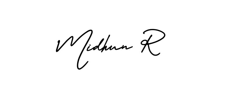 It looks lik you need a new signature style for name Midhun R. Design unique handwritten (AmerikaSignatureDemo-Regular) signature with our free signature maker in just a few clicks. Midhun R signature style 3 images and pictures png