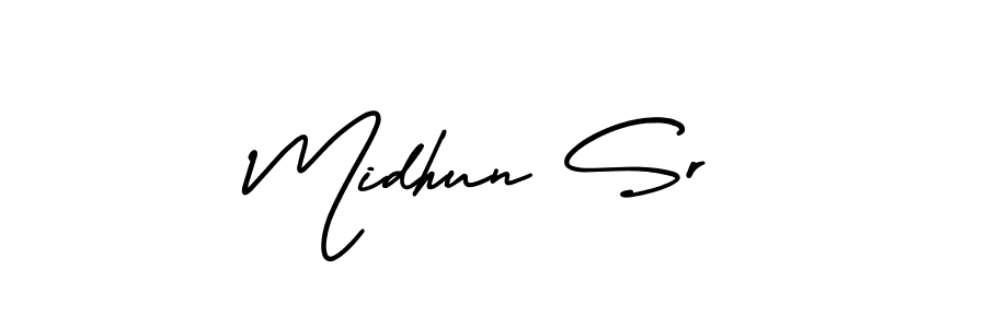 How to make Midhun Sr signature? AmerikaSignatureDemo-Regular is a professional autograph style. Create handwritten signature for Midhun Sr name. Midhun Sr signature style 3 images and pictures png