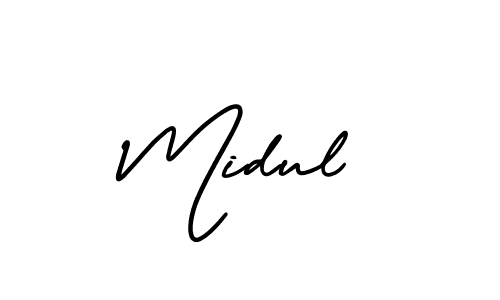 Midul stylish signature style. Best Handwritten Sign (AmerikaSignatureDemo-Regular) for my name. Handwritten Signature Collection Ideas for my name Midul. Midul signature style 3 images and pictures png