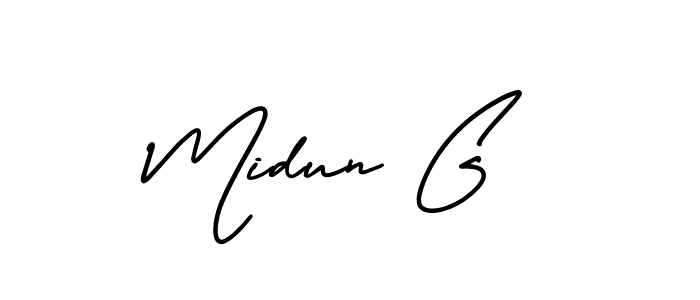 Also You can easily find your signature by using the search form. We will create Midun G name handwritten signature images for you free of cost using AmerikaSignatureDemo-Regular sign style. Midun G signature style 3 images and pictures png