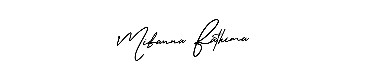 Create a beautiful signature design for name Mifanna Fathima. With this signature (AmerikaSignatureDemo-Regular) fonts, you can make a handwritten signature for free. Mifanna Fathima signature style 3 images and pictures png