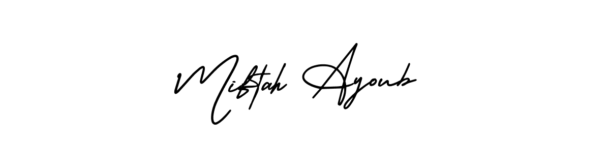 Also You can easily find your signature by using the search form. We will create Miftah Ayoub name handwritten signature images for you free of cost using AmerikaSignatureDemo-Regular sign style. Miftah Ayoub signature style 3 images and pictures png