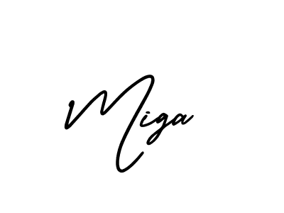 Make a beautiful signature design for name Miga. With this signature (AmerikaSignatureDemo-Regular) style, you can create a handwritten signature for free. Miga signature style 3 images and pictures png