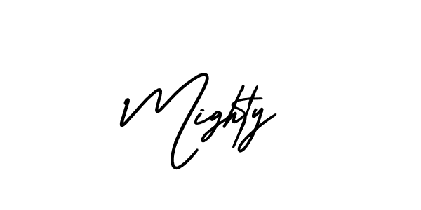 Make a beautiful signature design for name Mighty. With this signature (AmerikaSignatureDemo-Regular) style, you can create a handwritten signature for free. Mighty signature style 3 images and pictures png
