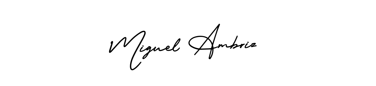 Create a beautiful signature design for name Miguel Ambriz. With this signature (AmerikaSignatureDemo-Regular) fonts, you can make a handwritten signature for free. Miguel Ambriz signature style 3 images and pictures png