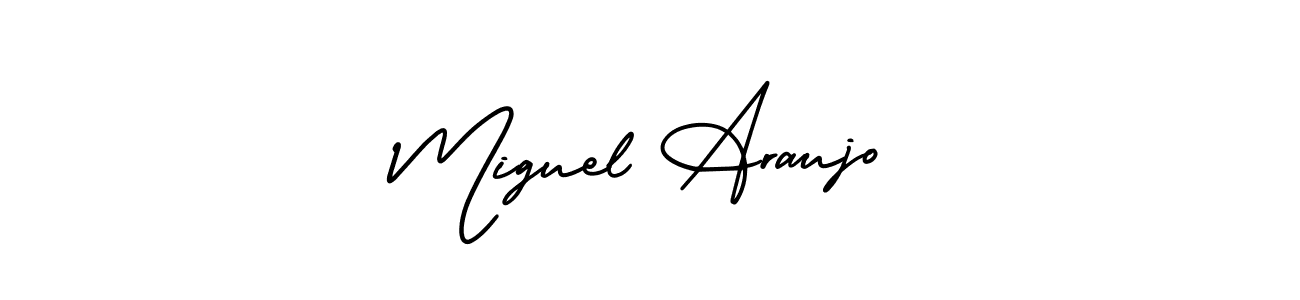 The best way (AmerikaSignatureDemo-Regular) to make a short signature is to pick only two or three words in your name. The name Miguel Araujo include a total of six letters. For converting this name. Miguel Araujo signature style 3 images and pictures png