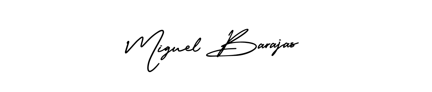 The best way (AmerikaSignatureDemo-Regular) to make a short signature is to pick only two or three words in your name. The name Miguel Barajas include a total of six letters. For converting this name. Miguel Barajas signature style 3 images and pictures png