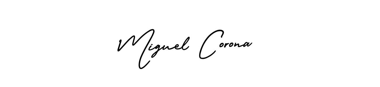 Create a beautiful signature design for name Miguel Corona. With this signature (AmerikaSignatureDemo-Regular) fonts, you can make a handwritten signature for free. Miguel Corona signature style 3 images and pictures png