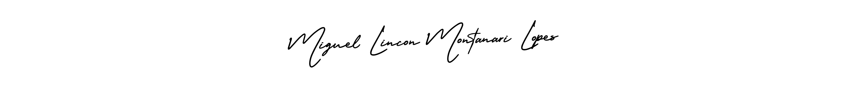 Design your own signature with our free online signature maker. With this signature software, you can create a handwritten (AmerikaSignatureDemo-Regular) signature for name Miguel Lincon Montanari Lopes. Miguel Lincon Montanari Lopes signature style 3 images and pictures png