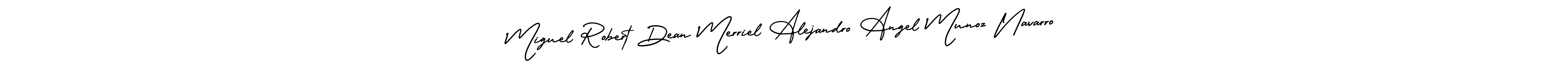 Make a beautiful signature design for name Miguel Robert Dean Merriel Alejandro Angel Munoz Navarro. With this signature (AmerikaSignatureDemo-Regular) style, you can create a handwritten signature for free. Miguel Robert Dean Merriel Alejandro Angel Munoz Navarro signature style 3 images and pictures png