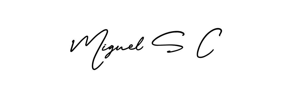 Also You can easily find your signature by using the search form. We will create Miguel S C name handwritten signature images for you free of cost using AmerikaSignatureDemo-Regular sign style. Miguel S C signature style 3 images and pictures png