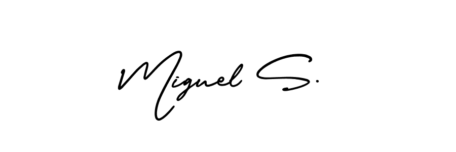 Also You can easily find your signature by using the search form. We will create Miguel S. name handwritten signature images for you free of cost using AmerikaSignatureDemo-Regular sign style. Miguel S. signature style 3 images and pictures png