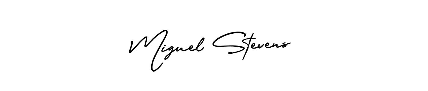 AmerikaSignatureDemo-Regular is a professional signature style that is perfect for those who want to add a touch of class to their signature. It is also a great choice for those who want to make their signature more unique. Get Miguel Stevens name to fancy signature for free. Miguel Stevens signature style 3 images and pictures png