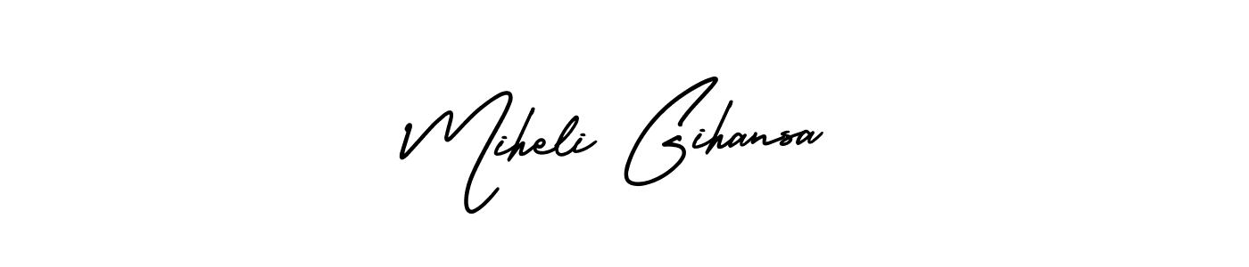 The best way (AmerikaSignatureDemo-Regular) to make a short signature is to pick only two or three words in your name. The name Miheli Gihansa include a total of six letters. For converting this name. Miheli Gihansa signature style 3 images and pictures png