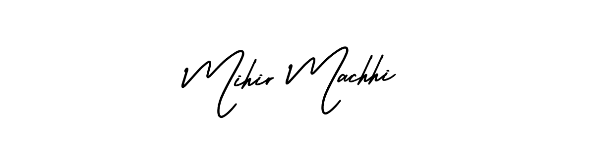 You should practise on your own different ways (AmerikaSignatureDemo-Regular) to write your name (Mihir Machhi) in signature. don't let someone else do it for you. Mihir Machhi signature style 3 images and pictures png