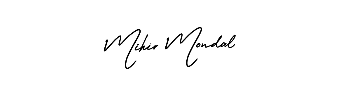 You should practise on your own different ways (AmerikaSignatureDemo-Regular) to write your name (Mihir Mondal) in signature. don't let someone else do it for you. Mihir Mondal signature style 3 images and pictures png