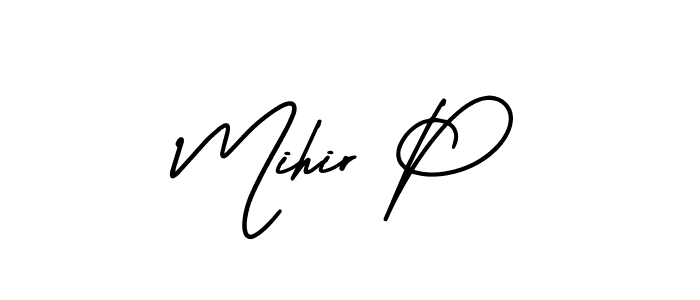 Use a signature maker to create a handwritten signature online. With this signature software, you can design (AmerikaSignatureDemo-Regular) your own signature for name Mihir P. Mihir P signature style 3 images and pictures png