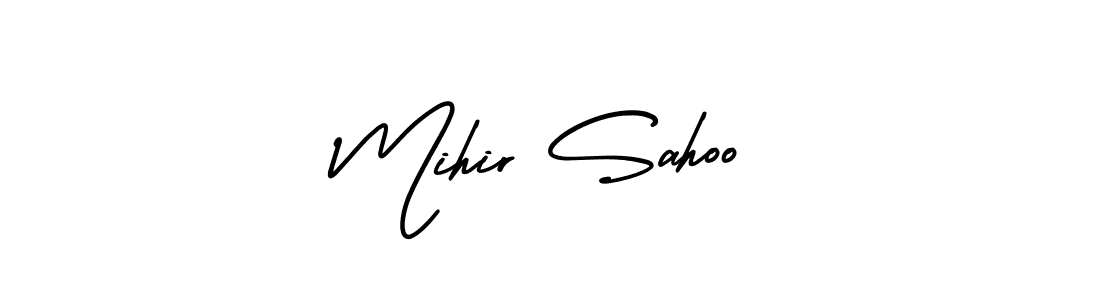 The best way (AmerikaSignatureDemo-Regular) to make a short signature is to pick only two or three words in your name. The name Mihir Sahoo include a total of six letters. For converting this name. Mihir Sahoo signature style 3 images and pictures png