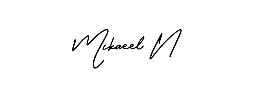 Also You can easily find your signature by using the search form. We will create Mikaeel N name handwritten signature images for you free of cost using AmerikaSignatureDemo-Regular sign style. Mikaeel N signature style 3 images and pictures png