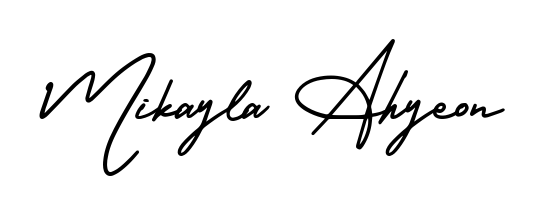 Quickly download Mikayla Ahyeon name signature in high-resolution PNG using AmerikaSignatureDemo-Regular style. Ready to insert into PDFs and online applications. Mikayla Ahyeon signature style 3 images and pictures png
