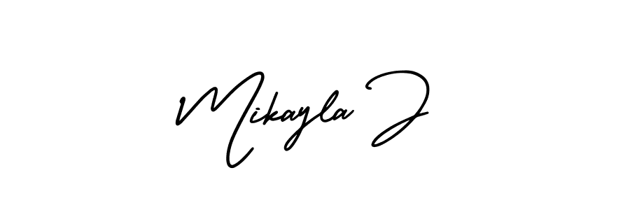 AmerikaSignatureDemo-Regular is a professional signature style that is perfect for those who want to add a touch of class to their signature. It is also a great choice for those who want to make their signature more unique. Get Mikayla J name to fancy signature for free. Mikayla J signature style 3 images and pictures png