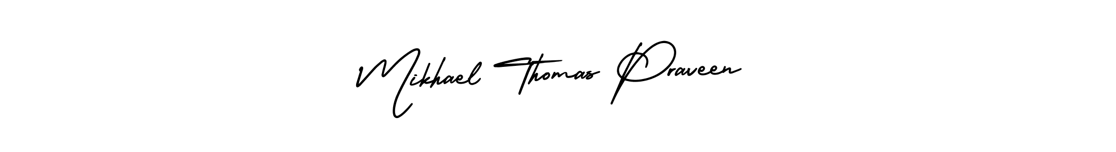 Design your own signature with our free online signature maker. With this signature software, you can create a handwritten (AmerikaSignatureDemo-Regular) signature for name Mikhael Thomas Praveen. Mikhael Thomas Praveen signature style 3 images and pictures png