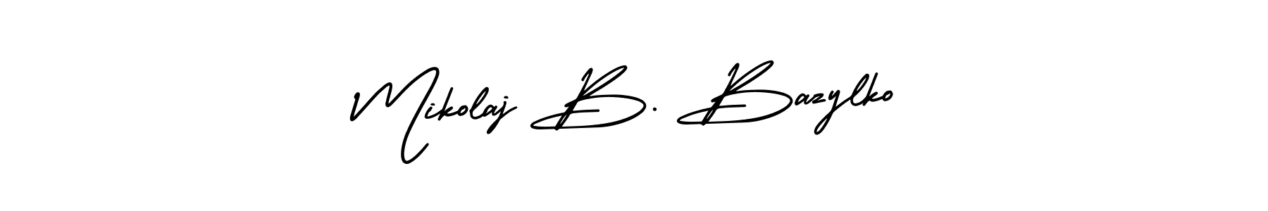 This is the best signature style for the Mikolaj B. Bazylko name. Also you like these signature font (AmerikaSignatureDemo-Regular). Mix name signature. Mikolaj B. Bazylko signature style 3 images and pictures png