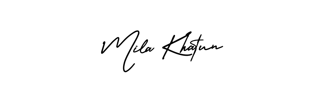 if you are searching for the best signature style for your name Mila Khatun. so please give up your signature search. here we have designed multiple signature styles  using AmerikaSignatureDemo-Regular. Mila Khatun signature style 3 images and pictures png