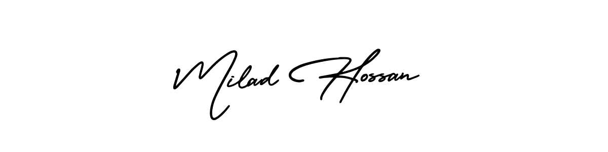 Also You can easily find your signature by using the search form. We will create Milad Hossan name handwritten signature images for you free of cost using AmerikaSignatureDemo-Regular sign style. Milad Hossan signature style 3 images and pictures png