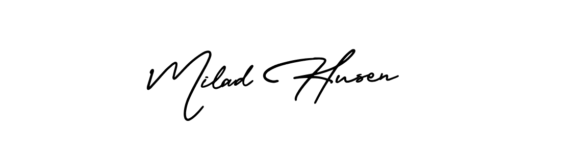 if you are searching for the best signature style for your name Milad Husen. so please give up your signature search. here we have designed multiple signature styles  using AmerikaSignatureDemo-Regular. Milad Husen signature style 3 images and pictures png