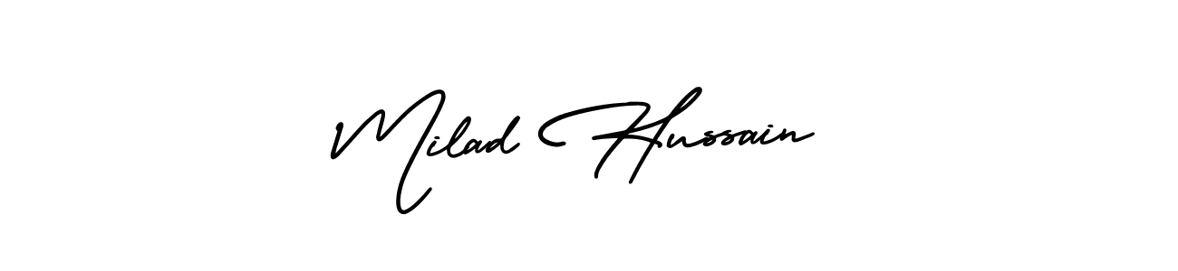 It looks lik you need a new signature style for name Milad Hussain. Design unique handwritten (AmerikaSignatureDemo-Regular) signature with our free signature maker in just a few clicks. Milad Hussain signature style 3 images and pictures png